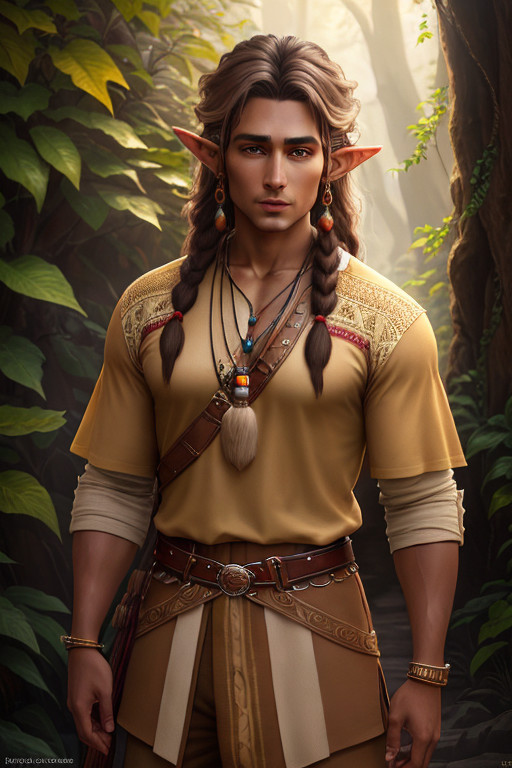 a_beautiful_elf_male_dress_in_a_native_indian_brown_costume__light_brown_tunic_and_pants__fantasy__s__masterpiece__ultra_quality_-e10cd9f2-9bcc-4d05-a0be-93281b67bb03