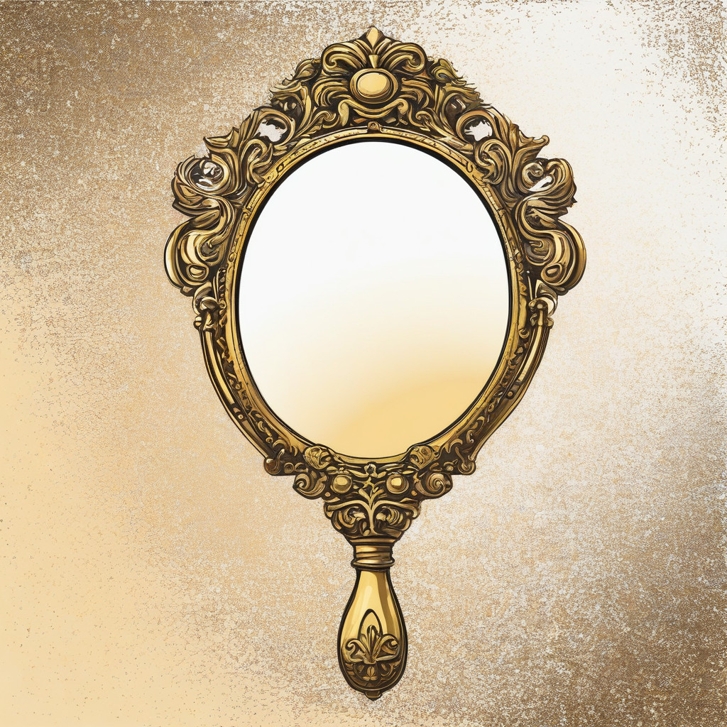 a_drawing_of_carrying_magic_mirror_with_a_handle__gold_color__tales_story__white_background-334692ae-e805-48aa-a768-114f6be415c3
