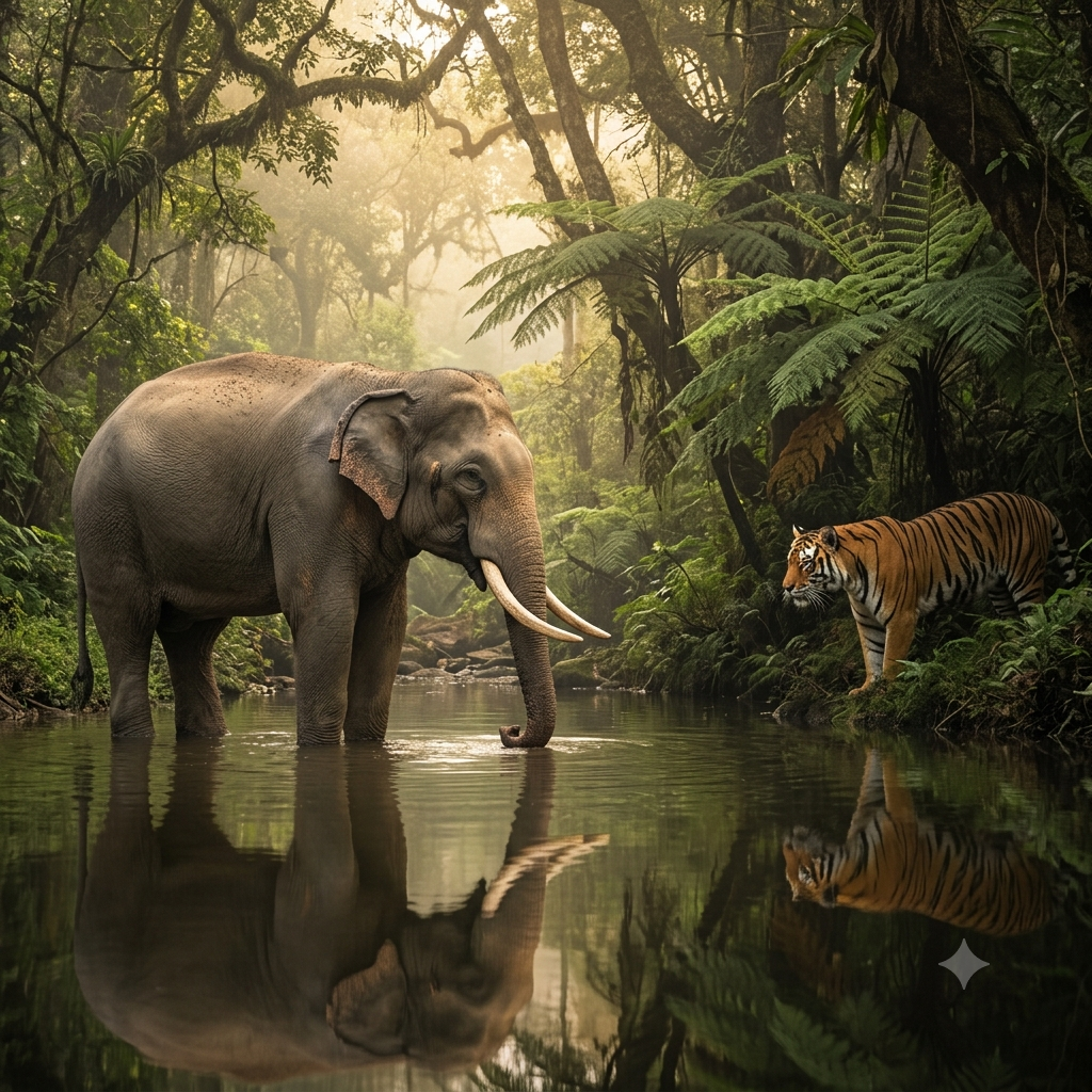 elephant et tigre