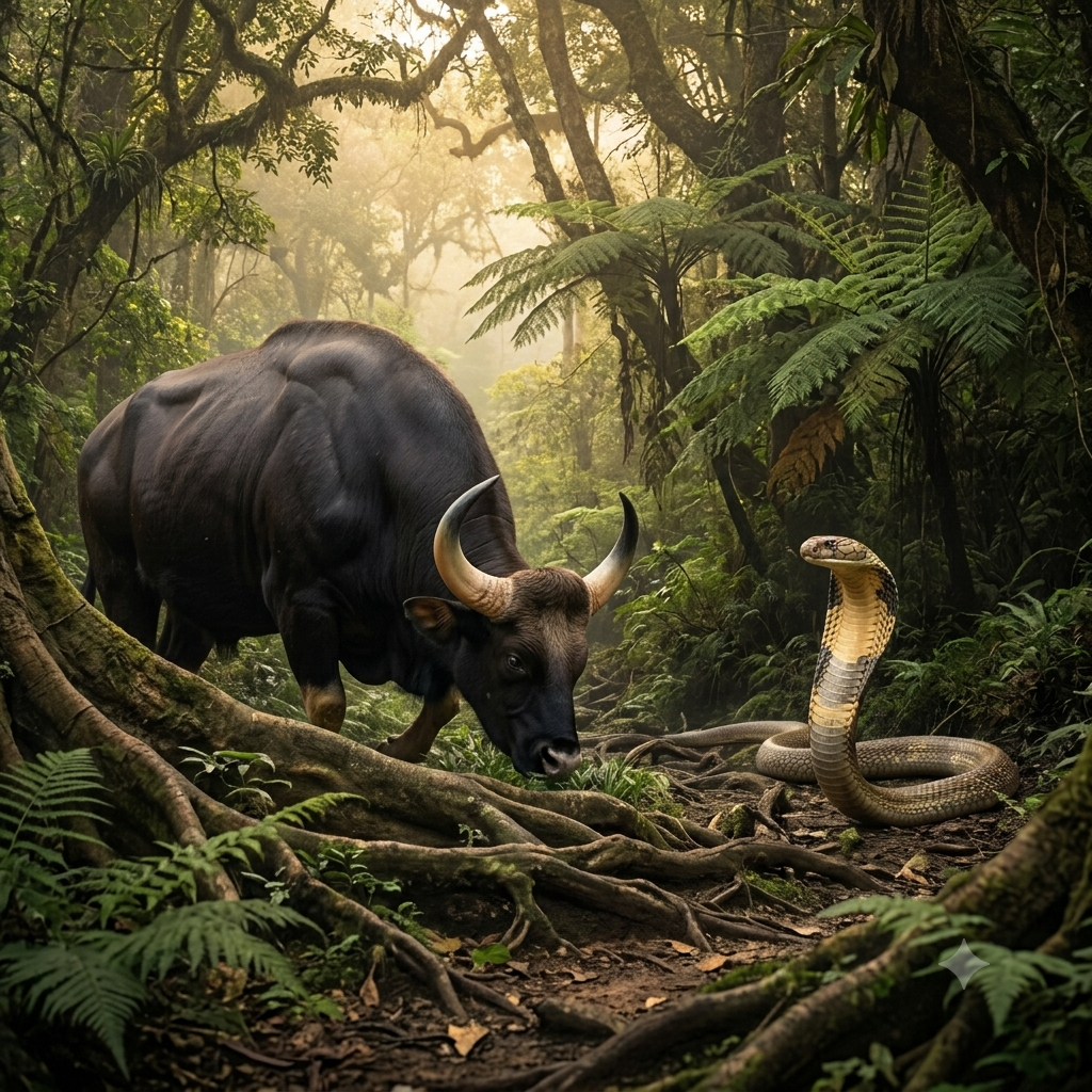 gaur et cobra