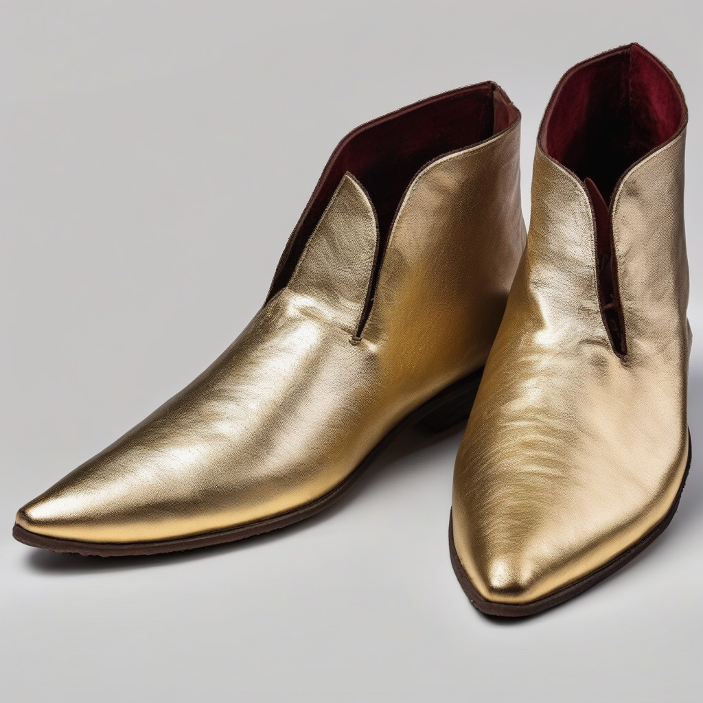 pair_of_leather_shoes___medieval_wear__gold_color__historical_reenactment__white_background-6446b331-a5ed-4983-a668-d3fd835343bc